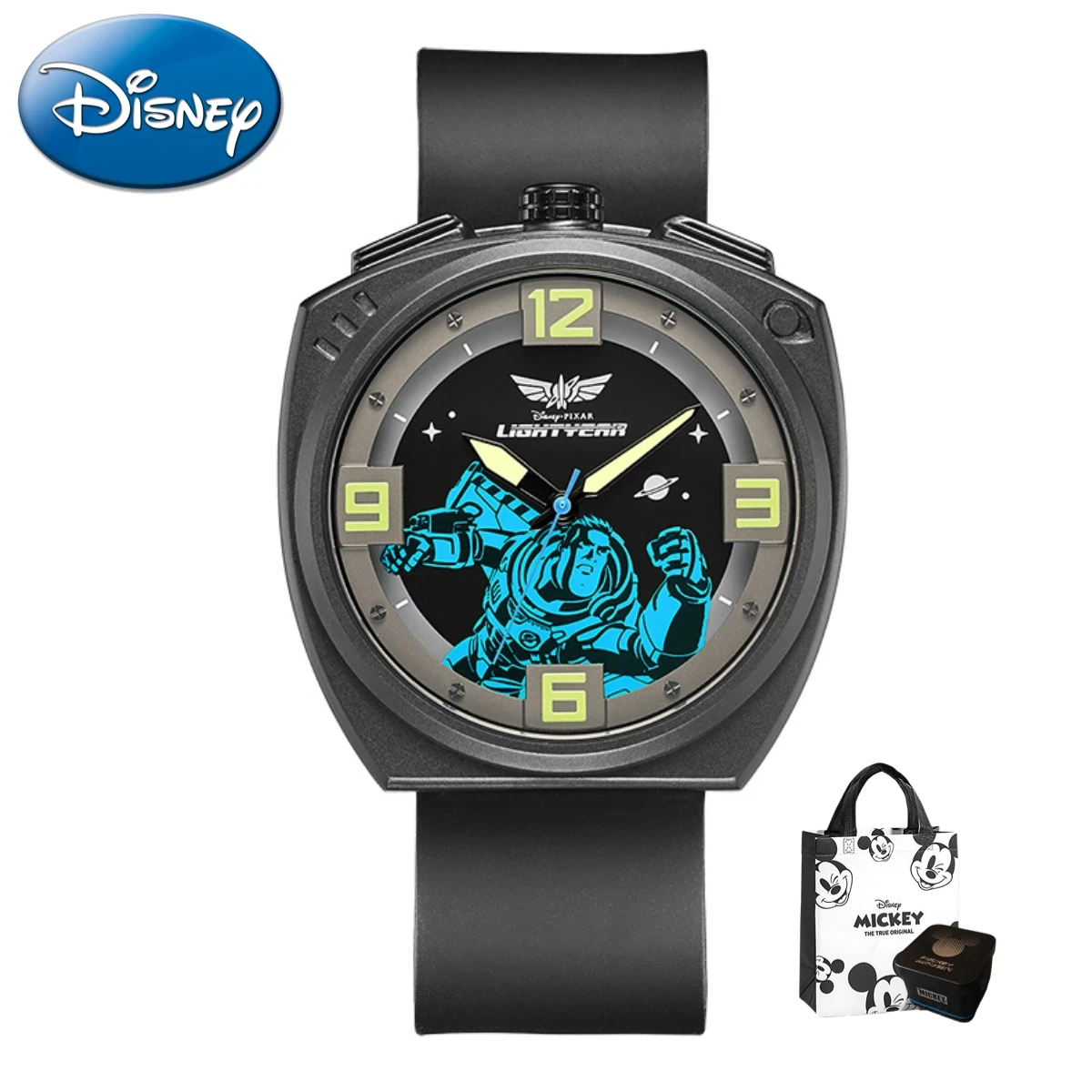 Disney Men Gift Watch Boy Buzz Light Year Cartoon Luminous Waterproof Children\'s Sports Quartz Clock Relogio Masculino