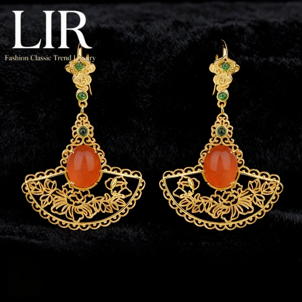 

Женские серебряные серьги S925: натуральный южный красный агат, филигранная полая "Благоприятная" | Фэн-шуй Огонь+Удача о карьере+Ювелирная машина