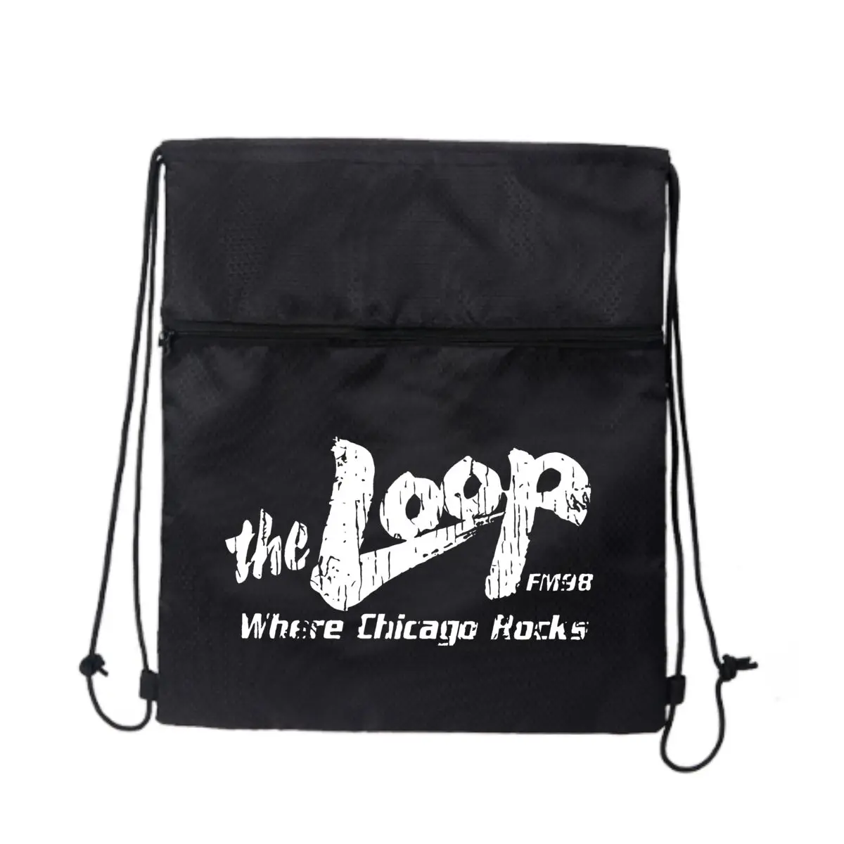 

Стильная спортивная сумка на молнии с рисунком радиостанции The Loop на шнурке: спортивный дизайн для любителей фитнеса