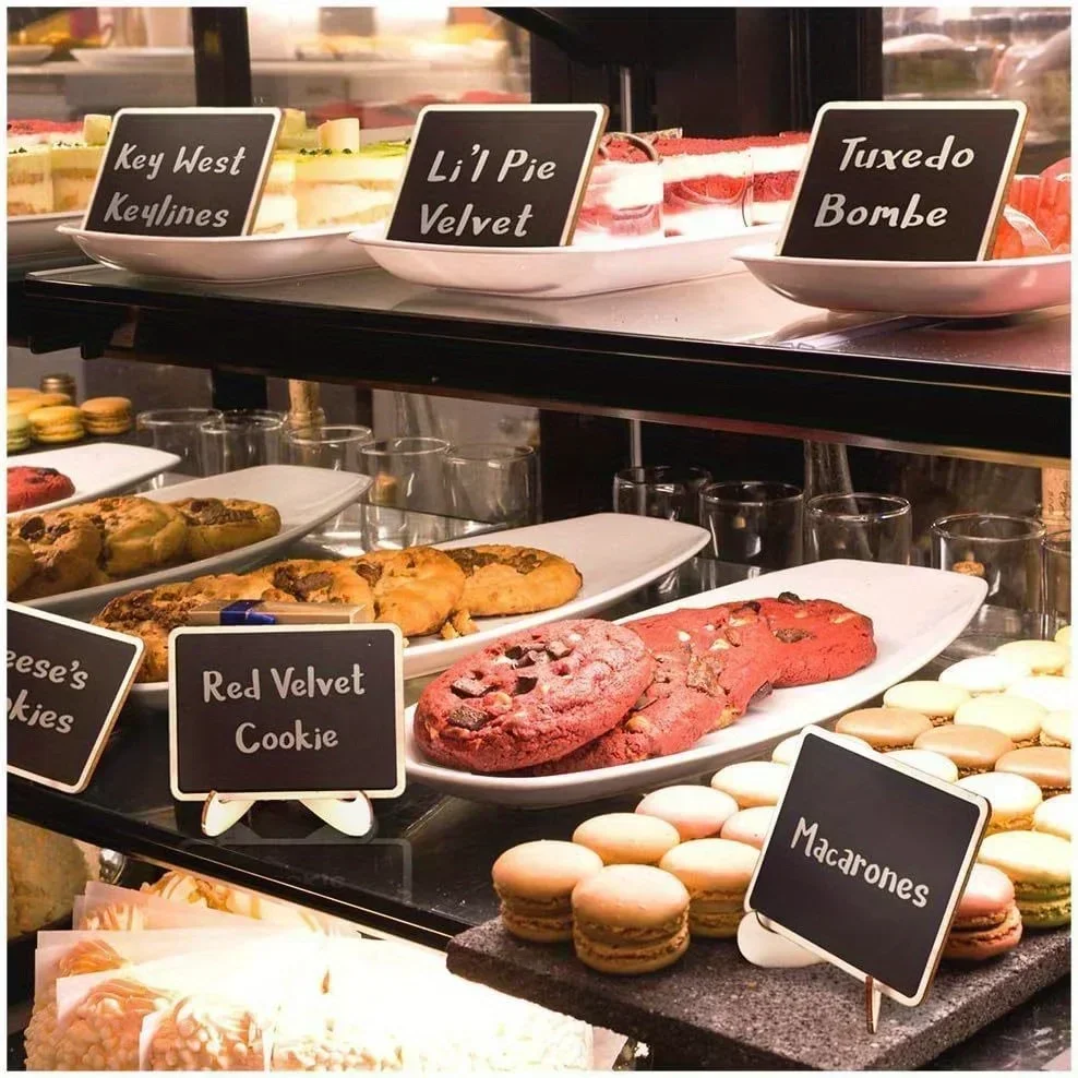 10pcs Vintage Mini Chalkboard Signs with Easel Stands - Versatile Table Numbers, Food Labels & Message Boards for Weddings