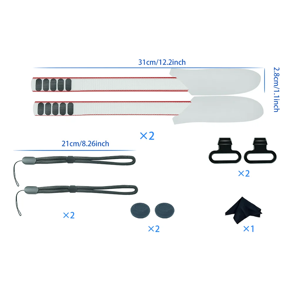 مجموعة ملحقات سماعة الرأس VR غطاء البطارية الأشرطة النشطة القابلة للتعديل عدسة القماش قبعات عصا التحكم لمقابض وحدة تحكم Meta Quest 3 VR