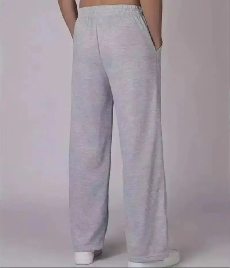 

026 Мужские хлопковые спортивные штаны больших размеров, весенне-осенние однотонные мешковатые свободные повседневные брюки с эластичной резинкой на талии для повседневного ношения, бега