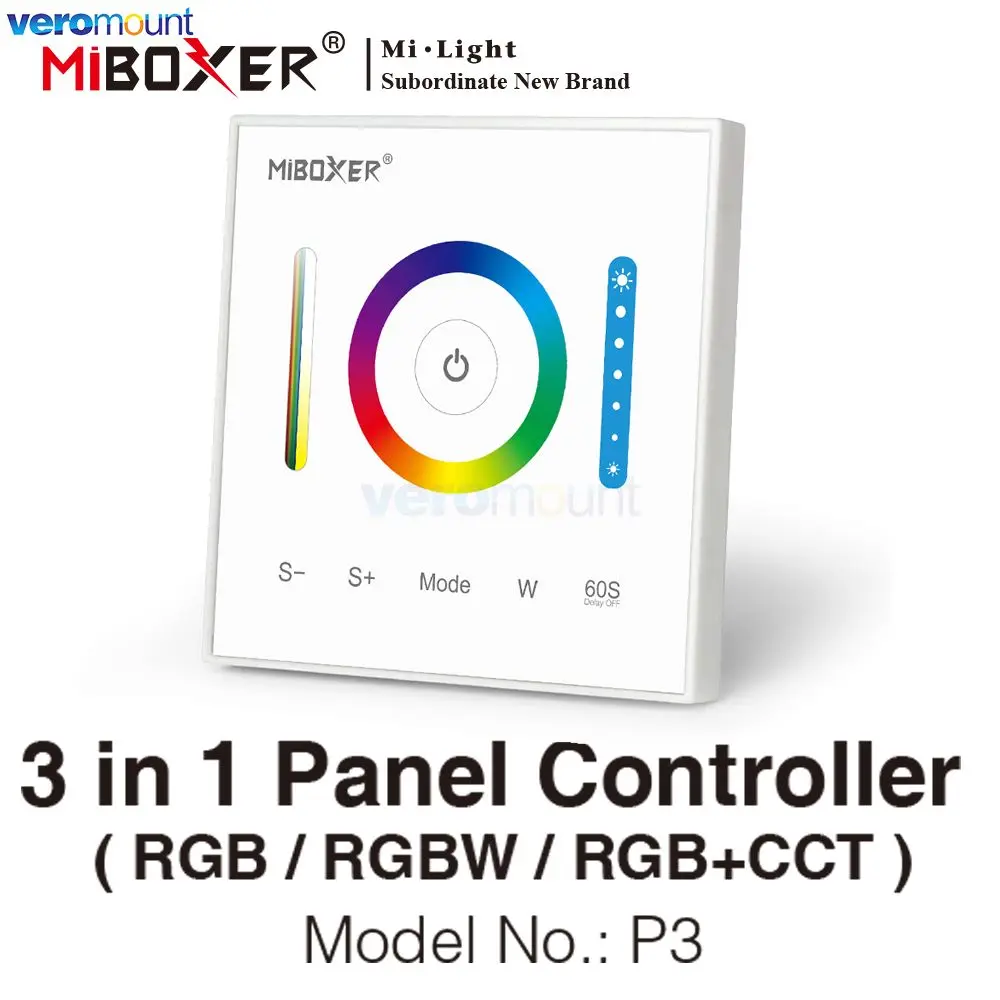 

MiBoxer P3 Smart LED Touch Switch Panel Controller 3 in 1 Panel Controller DC12-24V LED Led Dimmer for RGB RGBW RGBCCT LED Strip