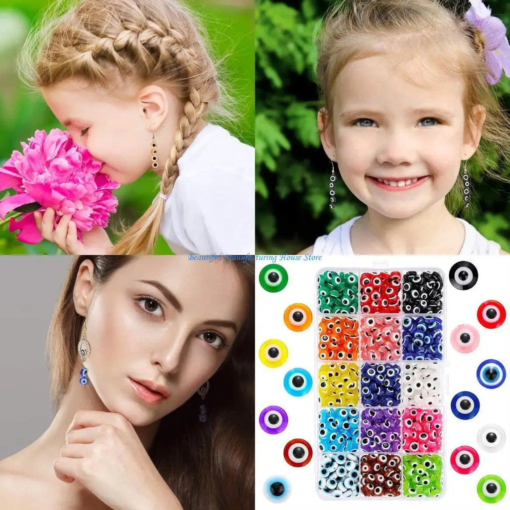 

E56A 450x/Set 8mm Round for Evil Eye Spacer Beads Eye Resin Bead for DIY Jewelry Maki