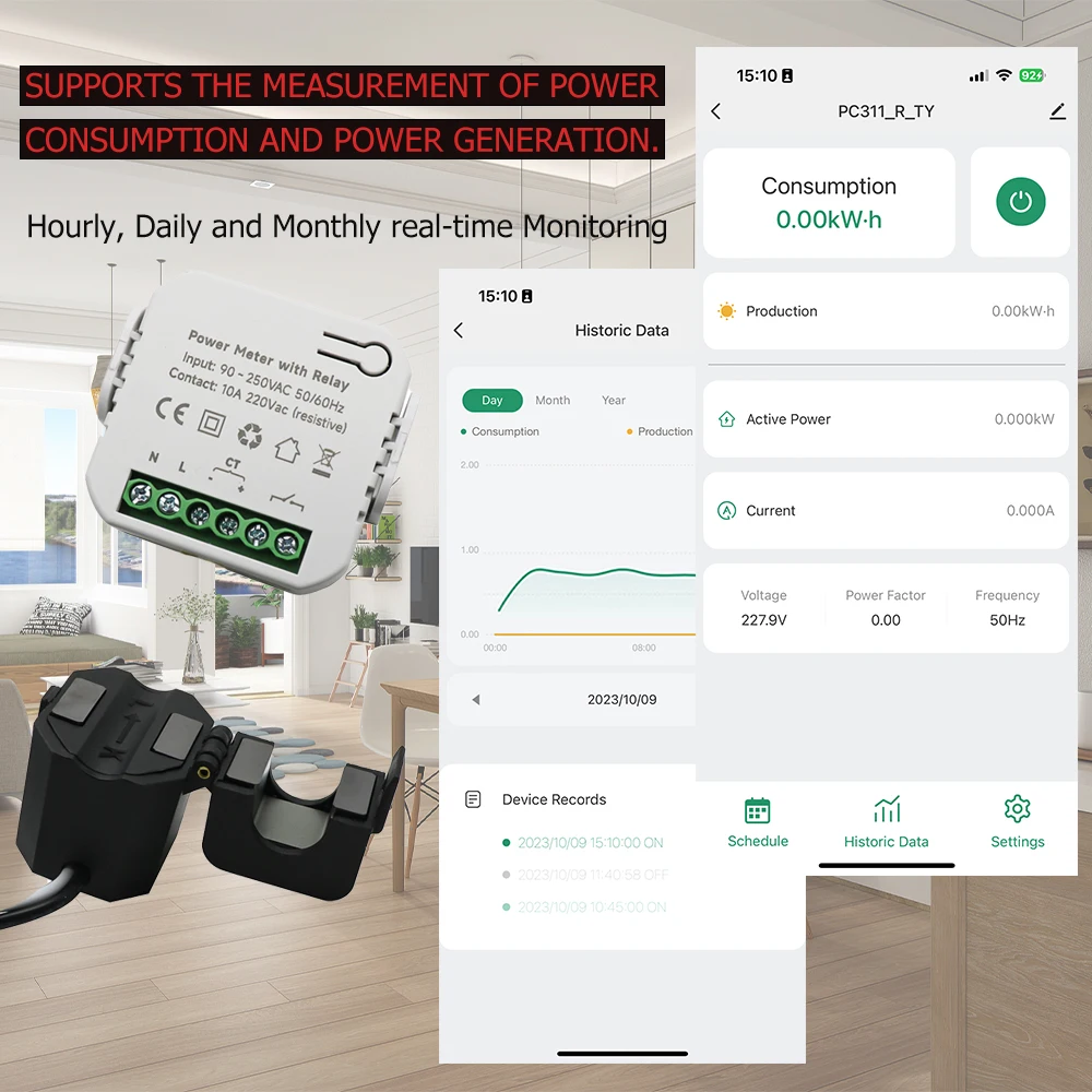 Imagem -03 - App Tuya-medidor de Energia Wi-fi Bilateral Bidirecional Inteligente com Relé Monitor de Consumo de Eletricidade ct Kwh Clamp ac 110v 220v