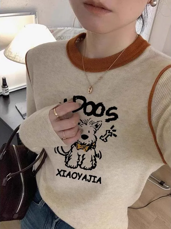 

Цветная футболка Blo Long Sve round Ne, женская осенне-зимняя мода, корейский вязаный свитер, базовый слой, топ