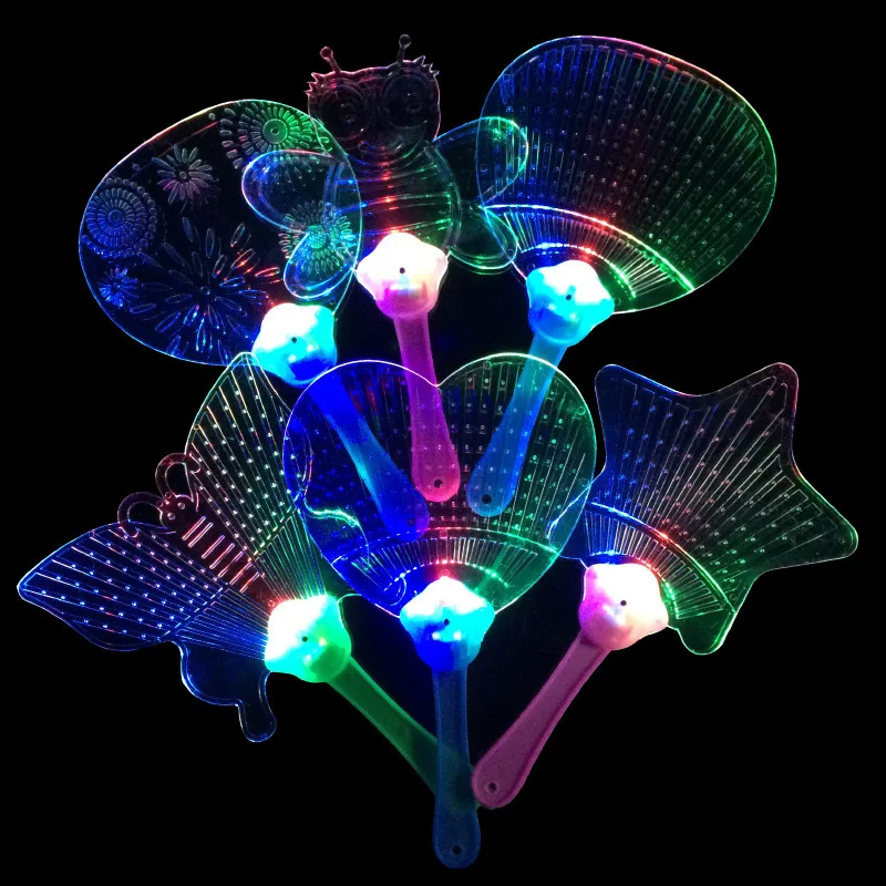 10pcs LED Light Up Kids Children Summer Hand Fans Colorful Glow Party  Dancing Disco Festivals  Toys Christmas Decoration