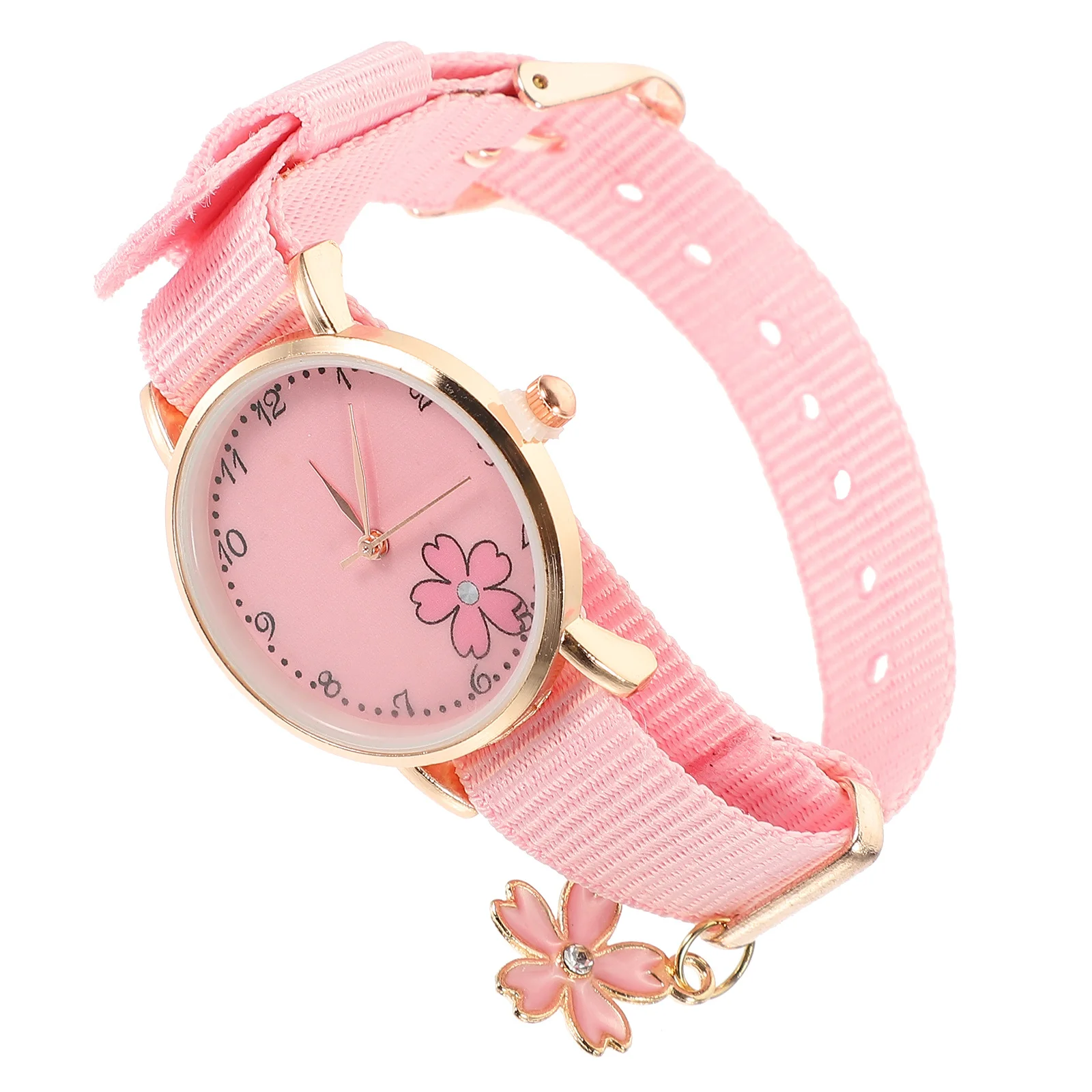 ساعة اليد انفصال قماش الفرقة زهرة نمط تنفس مريحة الطلاب مشاهدة الكرتون ساعة اليد هدية