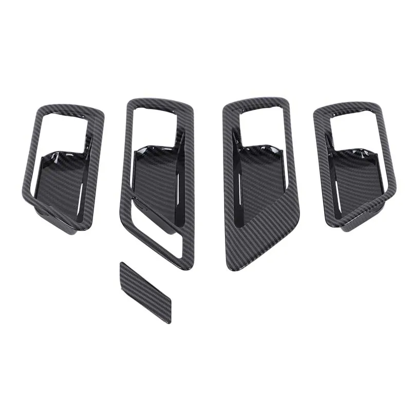

ABS carbon fiber pattern Car Door glass lifting panel frame, inner handle cover sticker For Toyota Land Cruiser LC300 2023+ LHD