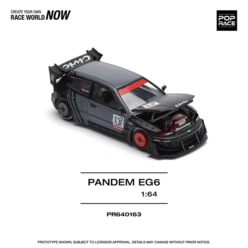 Voorverkoop POP RACE 1:64 Pandem Civic EG6 MK5 Zwart Geen Goede Diecast Diorama Auto Model Speelgoed