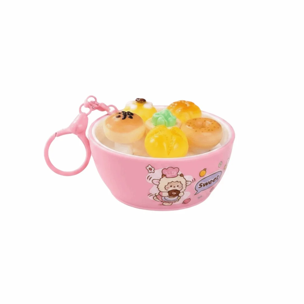 Simulation Food Clicker Fidget Keychain Push Button Cute Cat Series Clicking Pressure Relief Pizza Design Dessert Food