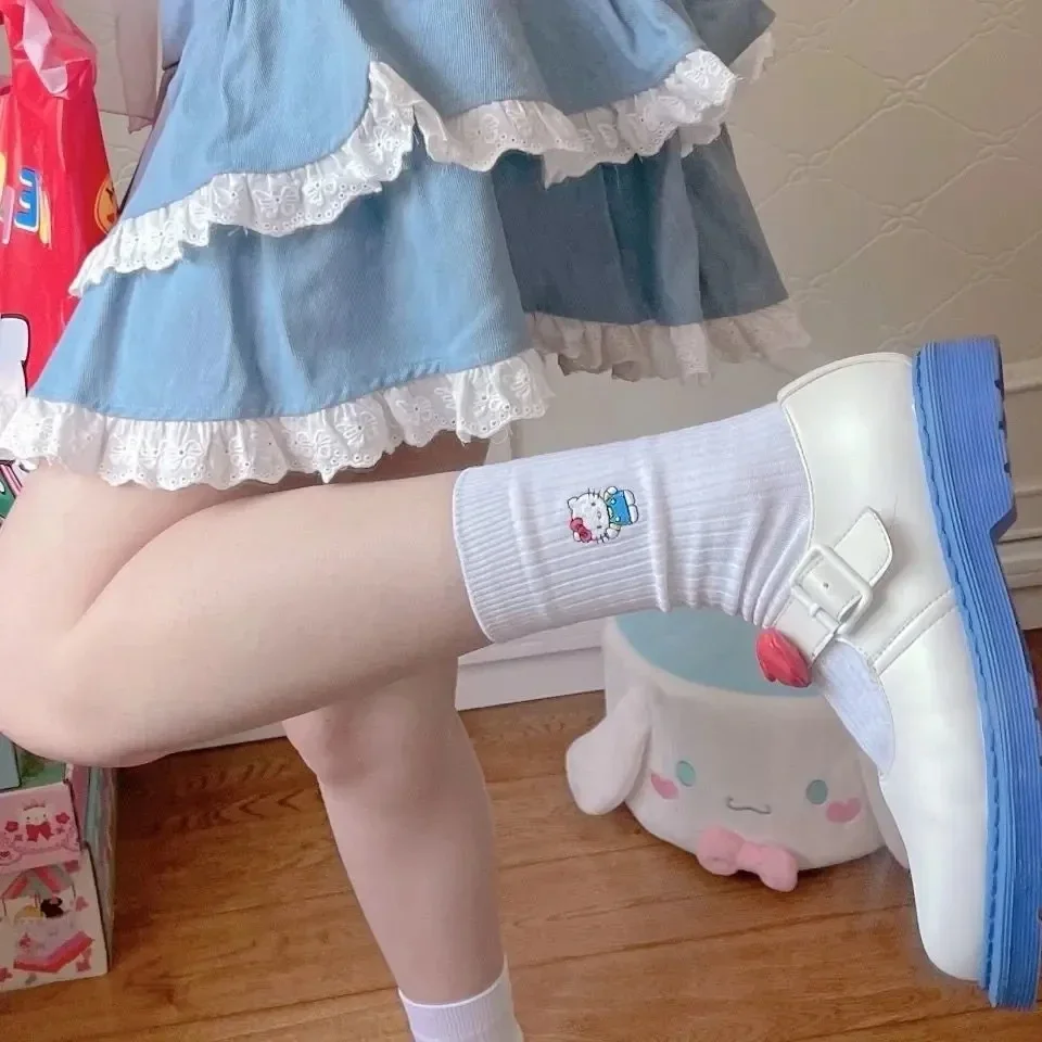 Y2K Hello Kitty calzini di pizzo per ragazze calzini lunghi Sanrio Kawaii Sanrio Hello Kitty accessori calzini calzini bianchi donna giocattoli femminili