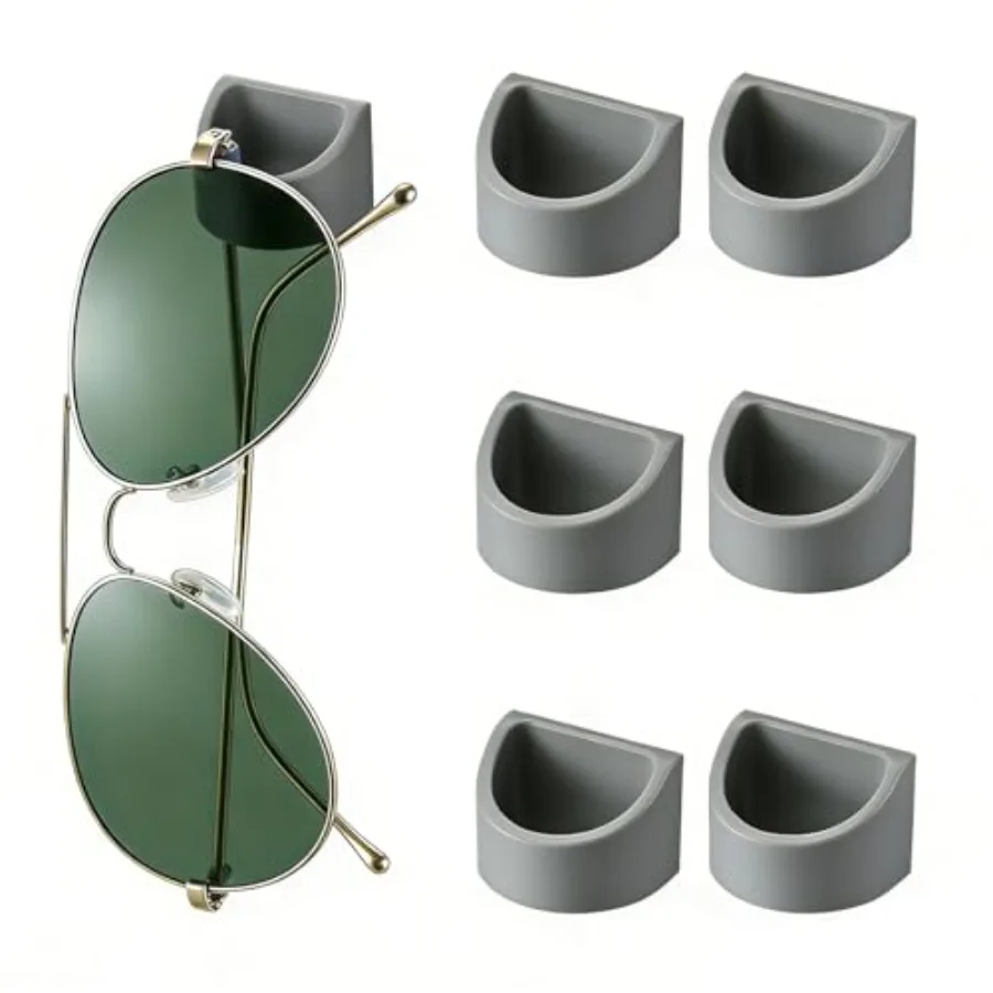

Eyewear Organizer 6 Pack, Wall Hanging Strong Adhesive Glasses Holder for Sunglasses, Reading Glasses at Car, Office, Home, Dri