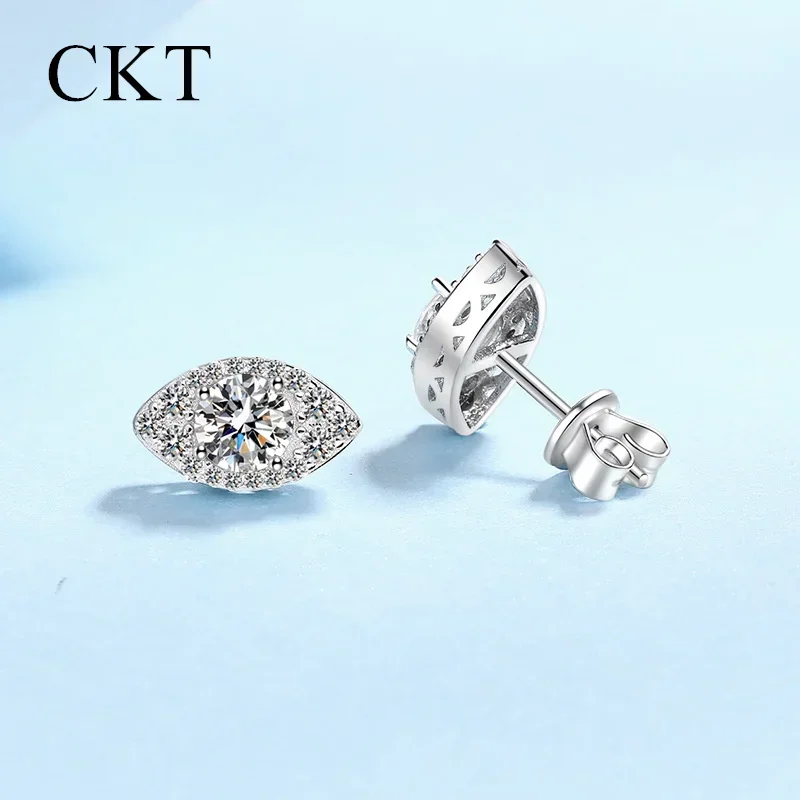 

Серьги-гвоздики CKT Vintage Art Deco Platinum PT950 для женщин, роскошные ювелирные изделия из белого золота 18 карат с муассанитом 1 карат