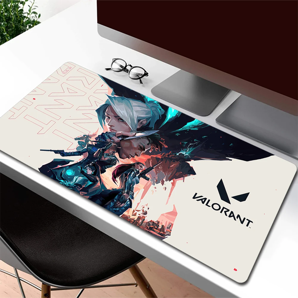 White Valorant Mouse Pad Gamer Professional Gaming Mousepad E-Sports Balance Mouse Mat High Elastic Non-slip Bottom Keyboard Pad