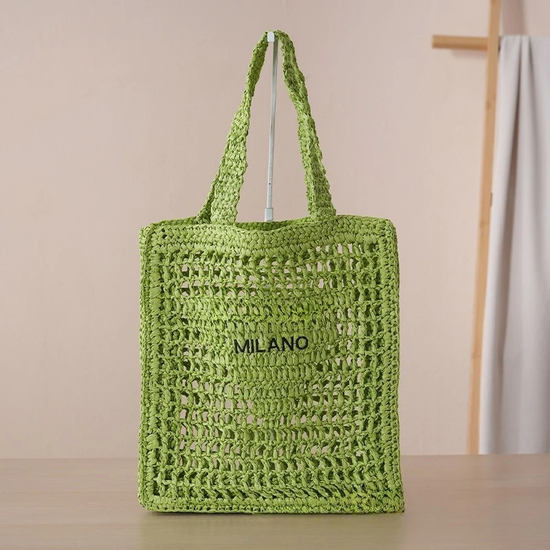 Bolsa de Palha Trançada Feminina P Home 2026 Nova Coleção Verão Moda Retrô para Férias na Praia Tendência da Internet Bolsa Tote Vazada de Palha