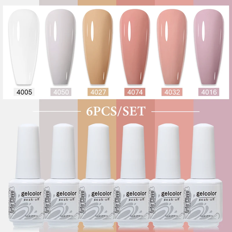 Arte Clavo 6/8pcs Red Series เจลเล็บชุดฤดูหนาวสีกึ่งถาวรเคลือบเงา Soak Off UV LED เจลเล็บฐาน top Coat