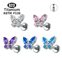 Titanium G23 ASTM F136 16G 5A Zircon Stud Ear Tragus Cartilage Lobe Helix Daith Piercing Body Jewelry