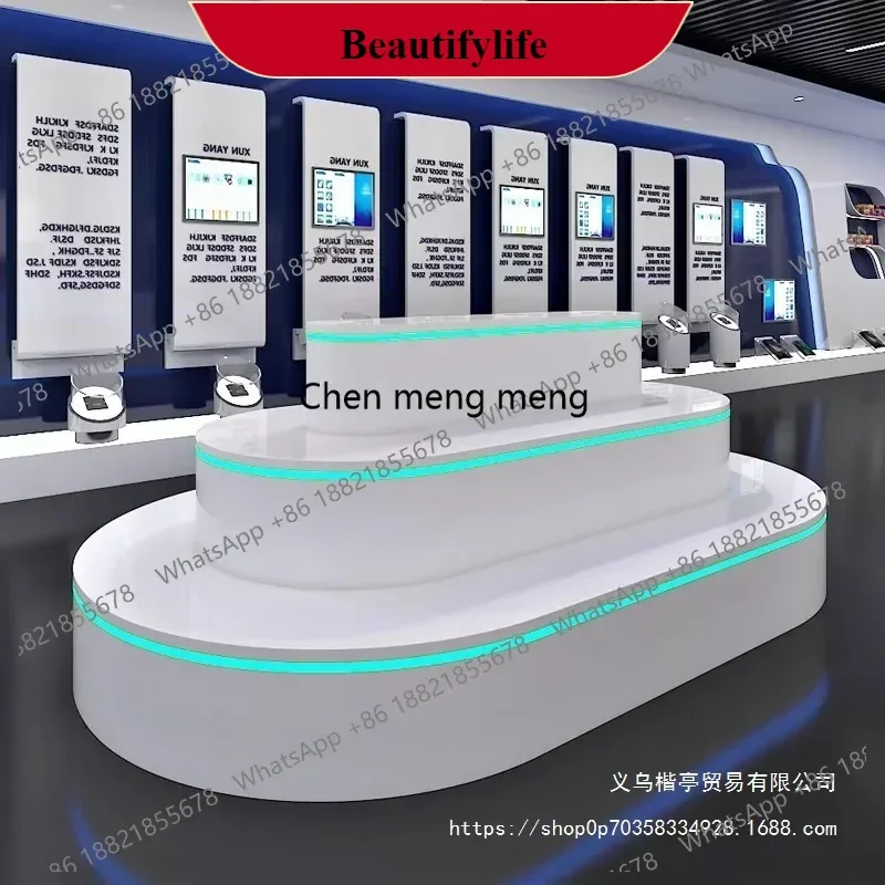 

M138Exhibition hall display stand flower shop shelf display case, round luminous display stand special-shaped