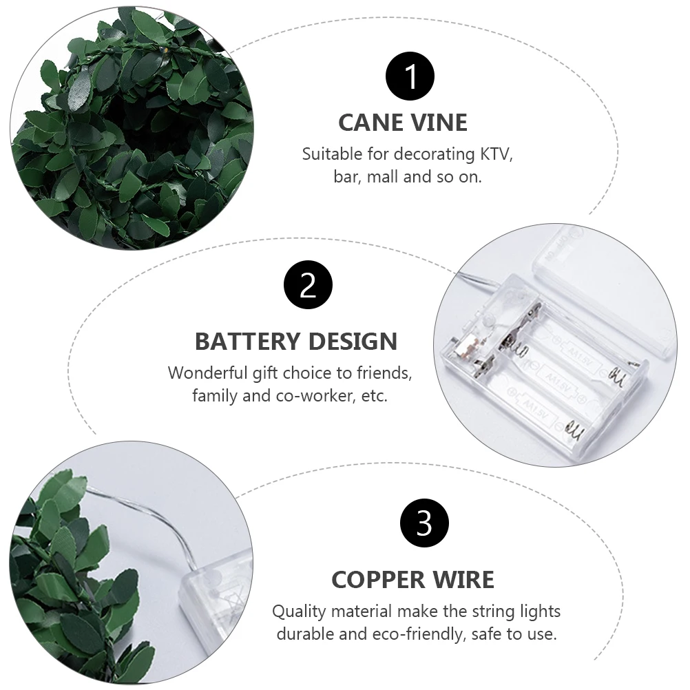 

Rattan Simulated Green Leaf Color Lamp Christmas Fireplace Garland Holiday Pvc Indoor Warm Light