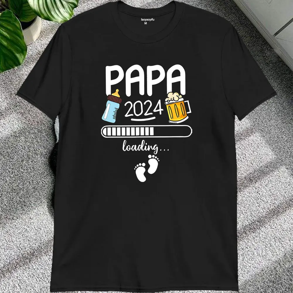 Papa 2024 T Shirt Funny Future Dad Beer Lovers Gift Tee Tops High Quality Cotton Unisex Crewneck Loose T-shirts Size XS-3XL