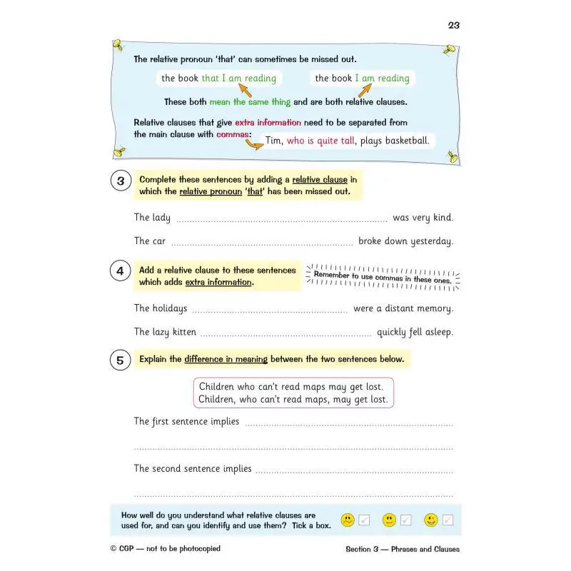 KS2 كتاب سؤال استهداف باللغة الإنجليزية تحدي القواعد الترقيم التهجئة السنة الخامسة كتب CGP المطاطية 9781782949473