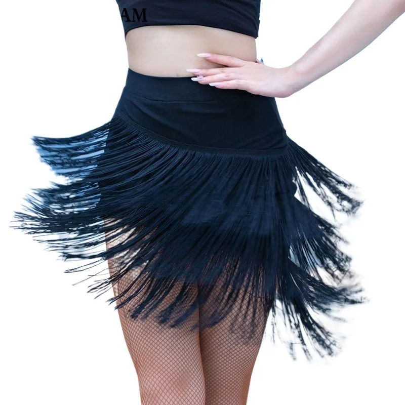 زي الرقص اللاتيني الجديد، تنورة مهدب لرقص الجاز، تنورة مسابقة أداء الكبار