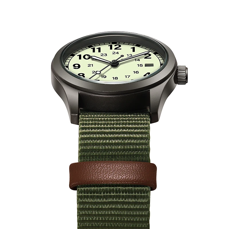 2026 TPW Women's Field Watch 34mm Case Easy Read Fabric Strap 24hr Display Day Function Quartz Movement Luminous