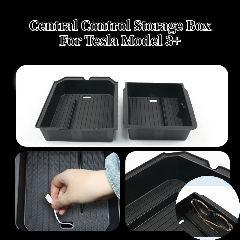 

Central Control Storage Box for 2024 Tesla New Model 3+ Highland Armrest Box Storage Box with Glasses Holder Car Accessories