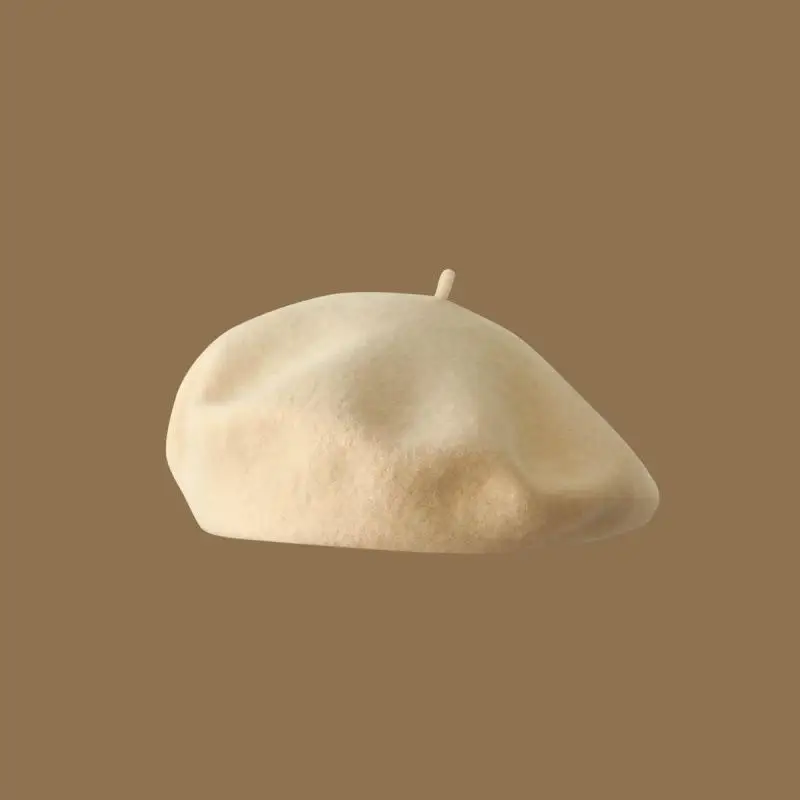 Wool Beret Hat Women French Berets Woman Painter Cap Girl Solid Color Female Beret Femme Retro Casual Beanie Mushroom Hat Bonnet