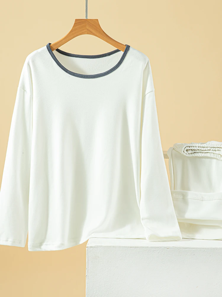 طقم ملابس منزلية دافئة أنيقة للنساء شتوي مبطن Fce فضفاض طويل Sve Spwear مقاس كبير طقم مكون من قطعتين غير رسمي #2