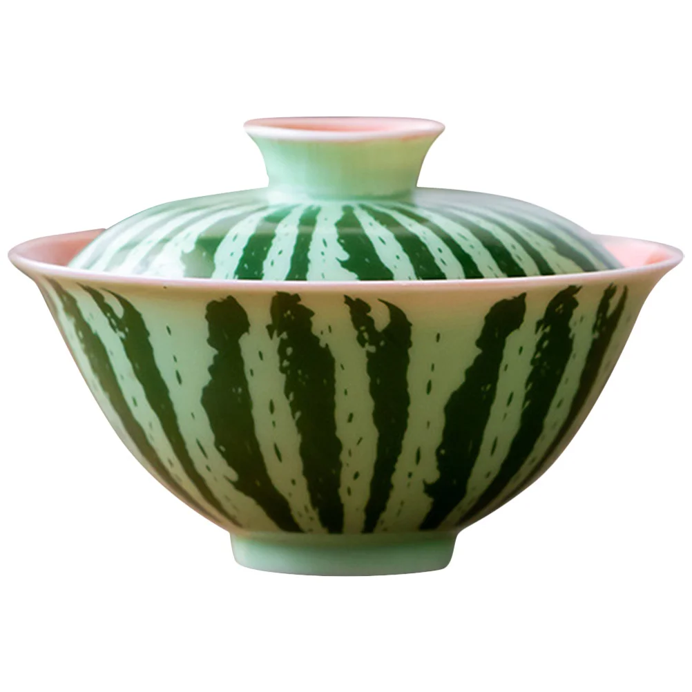

Watermelon Ceramic Tea Cup Lid Vintage Small Kung Fu Teacup Home Office Multi-Use Tea Holder Office Drinking Cup