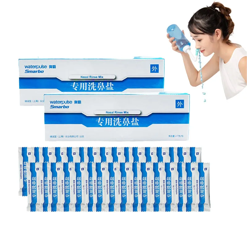 60PCS Nasal Washer Salt Nose Cleaner Avoid Allergic Rhinitis Nasal Irrigator Sinus Rinse Aspirator Anti-Sneezing 2.7G/Bags