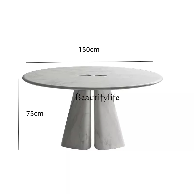 Italian Modern Minimalist Designer Marble Creative High-End Living Room Small Apartment Round Luxury Stone Dining Table