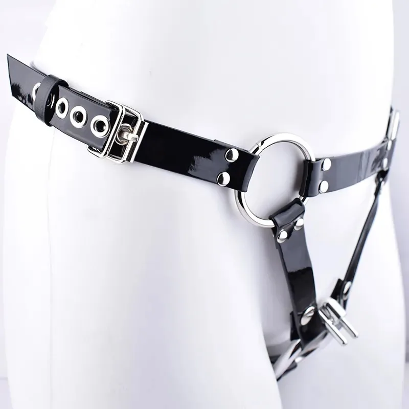 New Male Chastity Belt Anti-slip Device PU Leather Assisted Belt ONLY Adjustable Cord Cock Ring Accessories Sex Toys Sex Shop 18