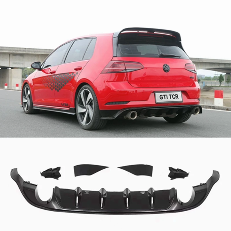 For Volkswagen Golf MK7.5 GTI TCR High Quality ABS Material Car Rear Bumper Diffuser Rear Side Diverter Spoiler Lip