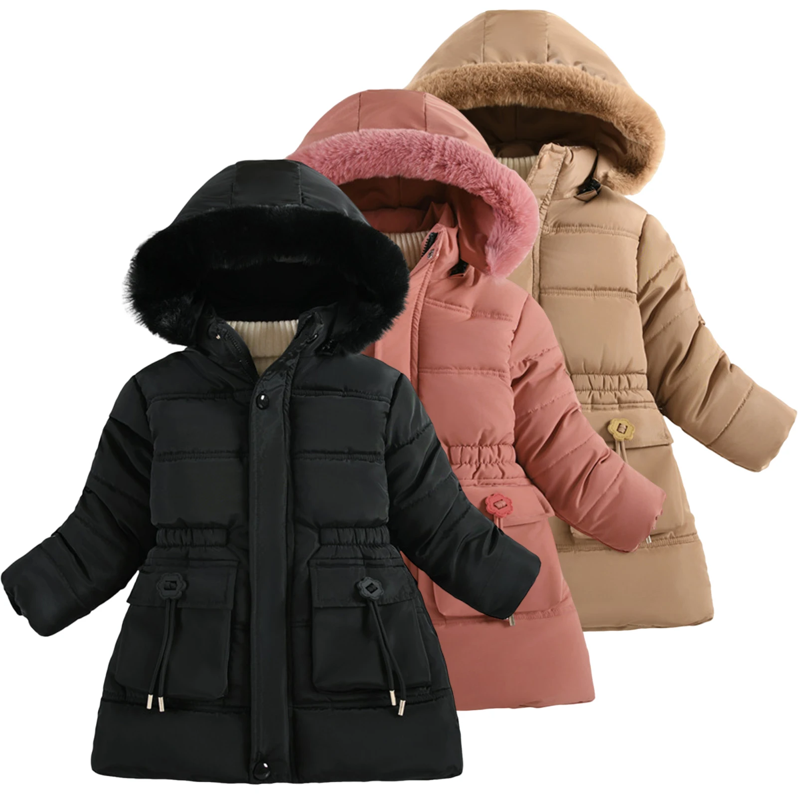 

Girls' Hooded Quilted Jacket,Children's Winter Warm Thick Jackets,Kids Overcoat,Toddler Cotton Padded Parkas,Girl's Puffer Coat