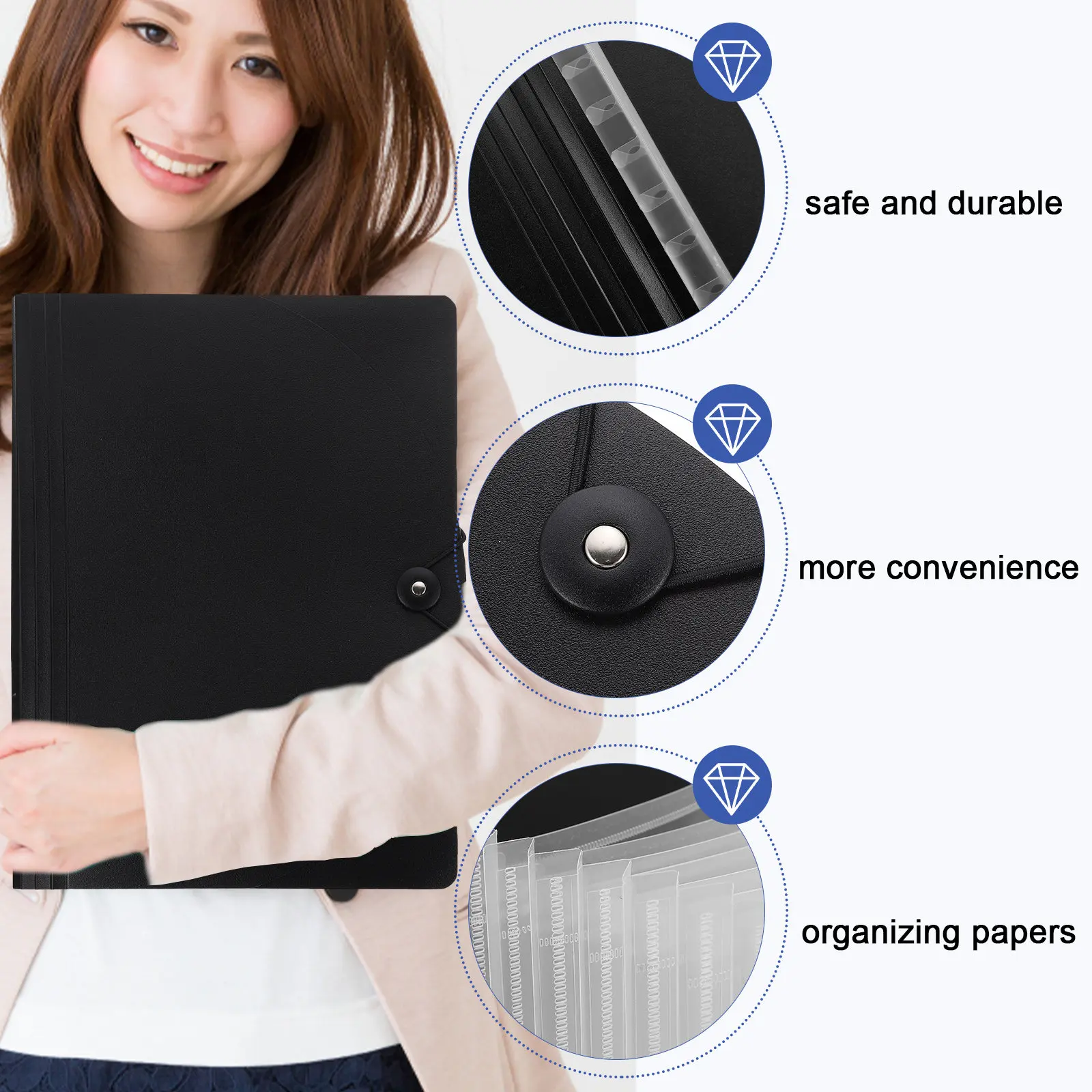 

Large Capacity A4 Multi-Grid Document Storage Bag Expanding File Organizer Portable Receipt Holder Filing Folder Accordion