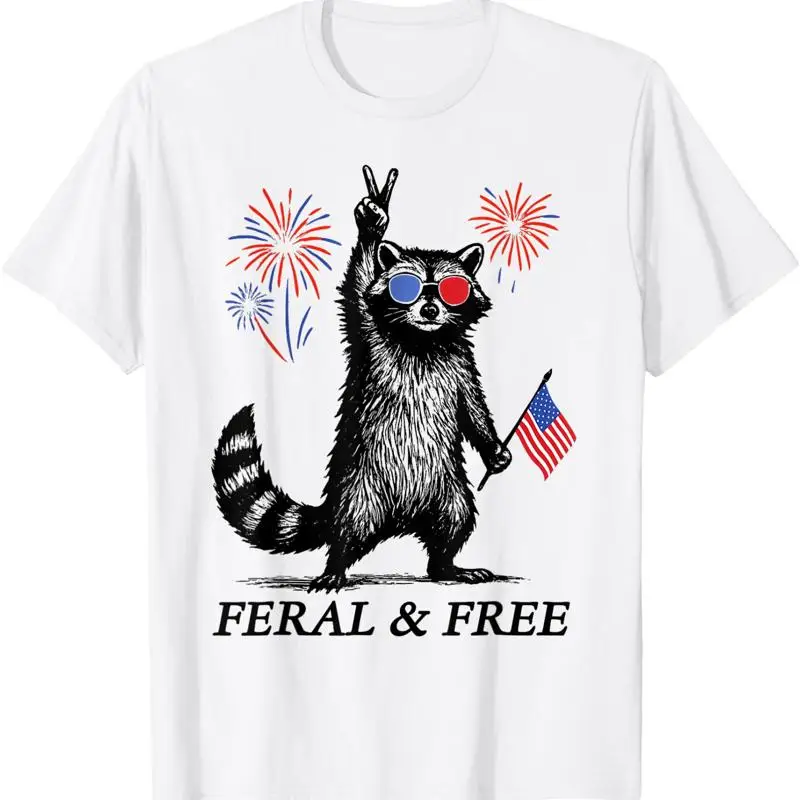 

Feral Free Funny Patriotic Racoon And 4Th July T Shirt S 4Xl
