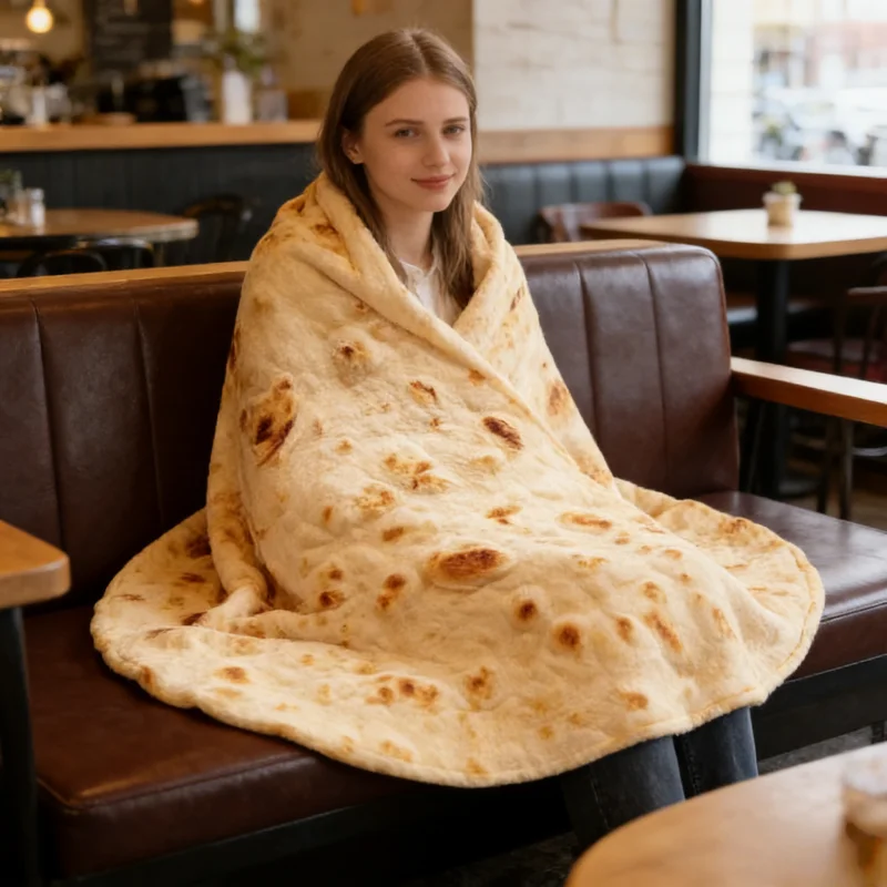 Manta de Franela con Diseño de Panqueques, Alfombra de Peluche para Mascotas, Manta Redonda Cálida para Picnic, Alfombra Suave y Acogedora, Decoración para el Hogar, Accesorio de Viaje