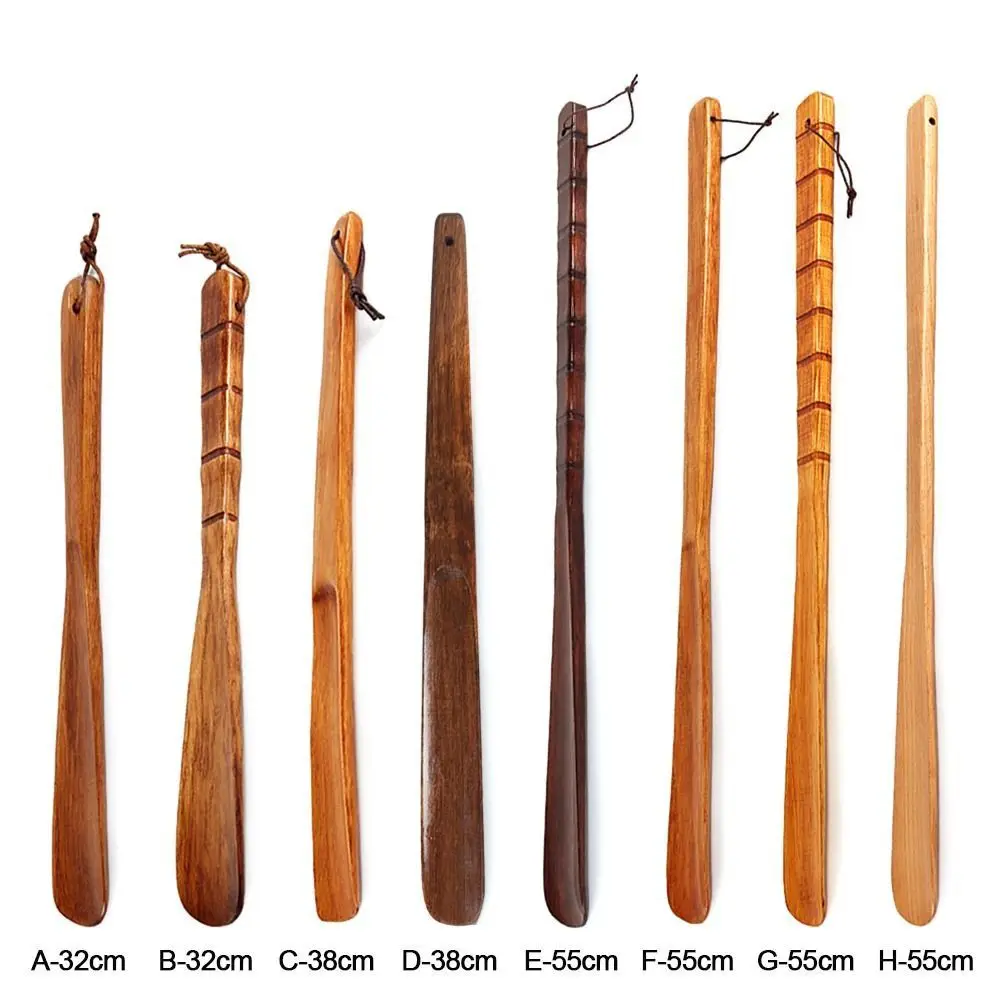 Hanging Shoe Horn Extra Long Handle Easy on Off Shoehorn Lifter Easy Remover Wooden Seniors Put on Shoes Tools