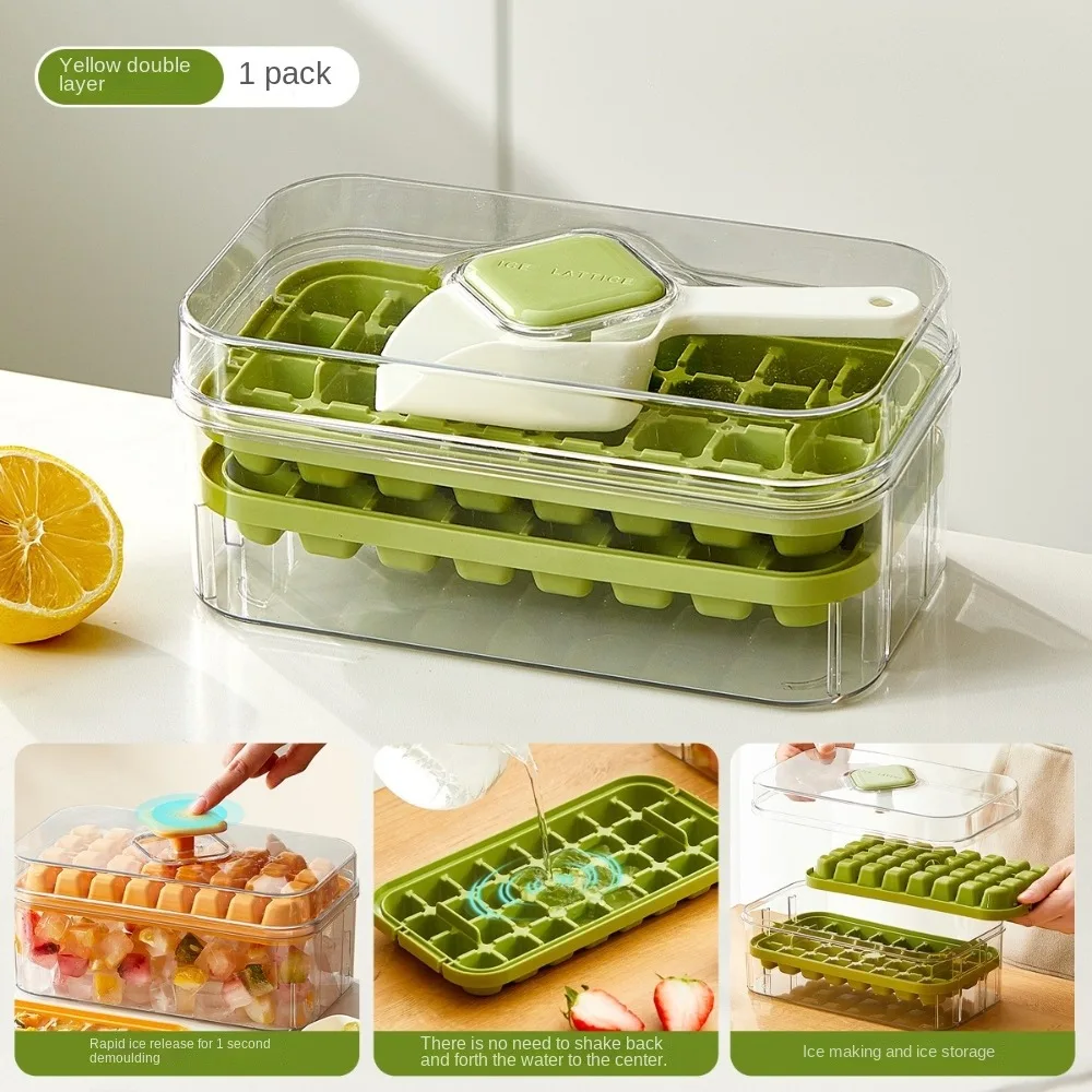 

New 1/2 Layer Ice Cube Mold Press Type Transparent Ice Cube Maker Food Grade Silicone Reusable Ice Making Mold