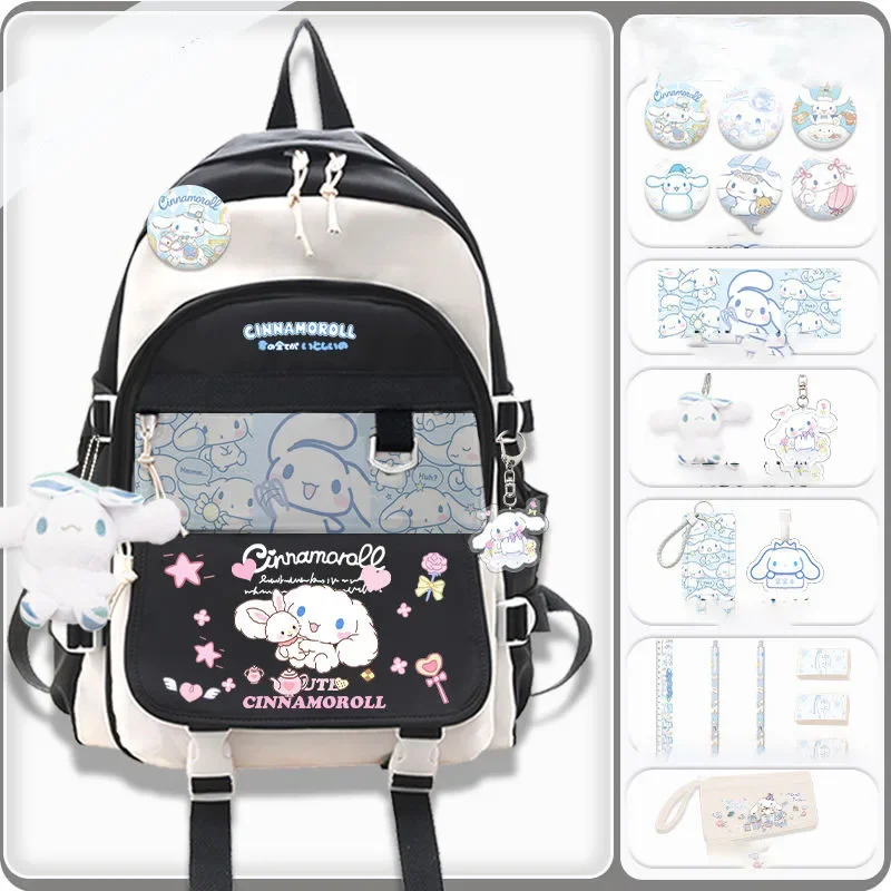 

Sanrio Cinnamoroll Schoolbag Cute Cartoon High Capacity waterproof super light Both Shoulders Kawaii Anime Knapsack Girl Gifts