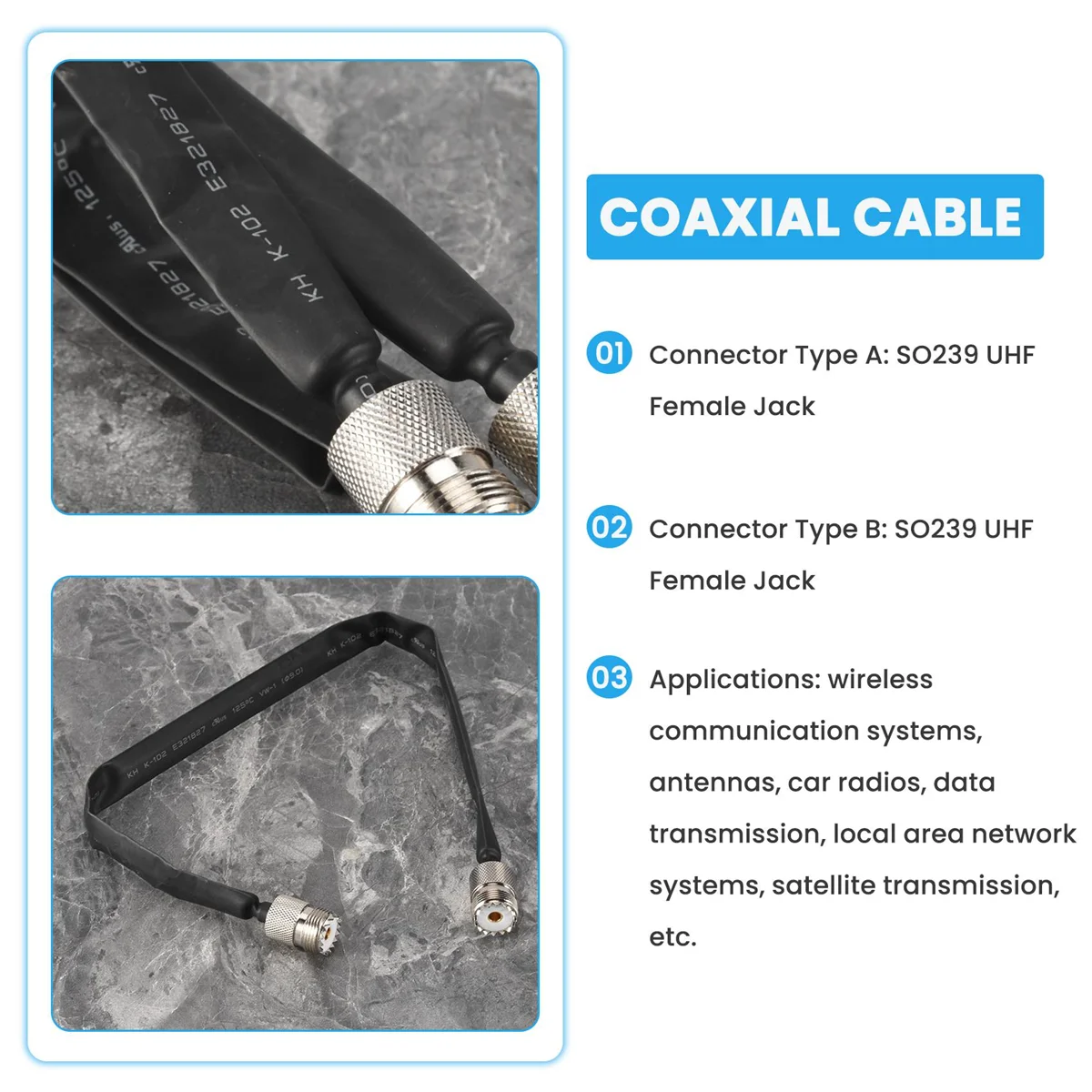 A17G باب/نافذة تمرير من خلال كابل محوري RF مسطح SO239 UHF أنثى إلى UHF أنثى 50 أوم RF اقناع ضفيرة تمديد الحبل