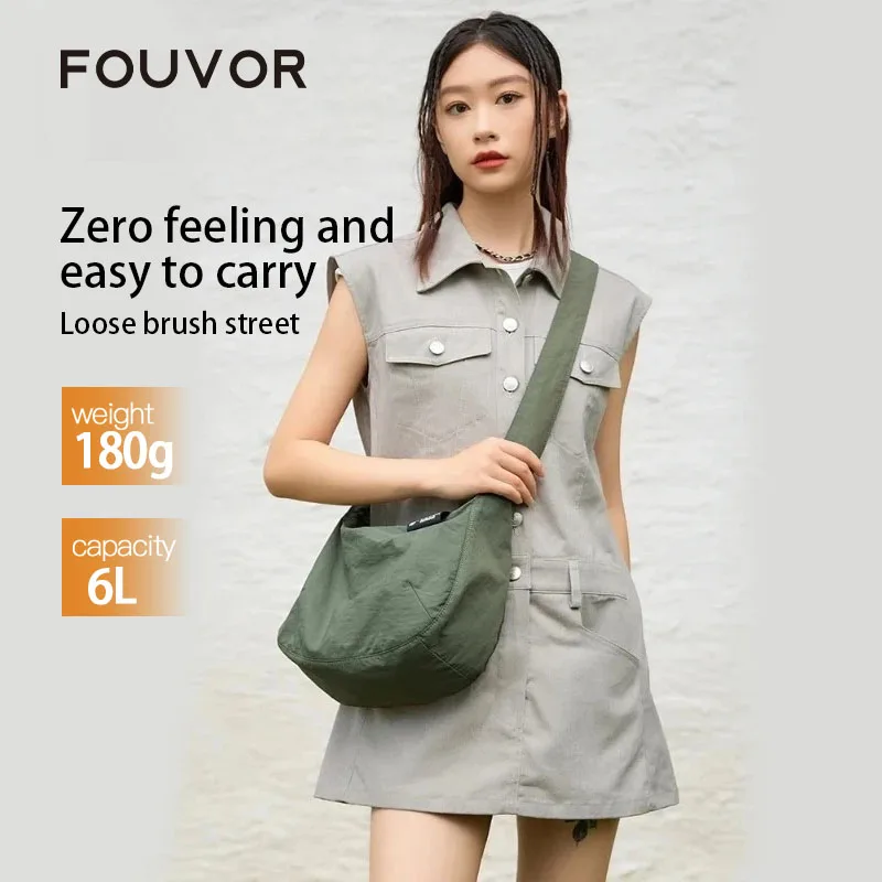 FOUVOR 2026 Large Shoulder Bag for Women Multi-Pocket Canvas Crescent Crossbody Bags Elegant Fashion Casual Handbags Men 3043-04