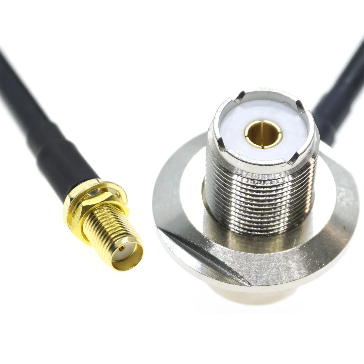 15CM 30CM 50CM 72CM 1M 2M 3M SMA female to UHF female Bulkhead Right Angle RG58 RF Coaxial Cable Antenn Wifi jumper Brass 50ohm