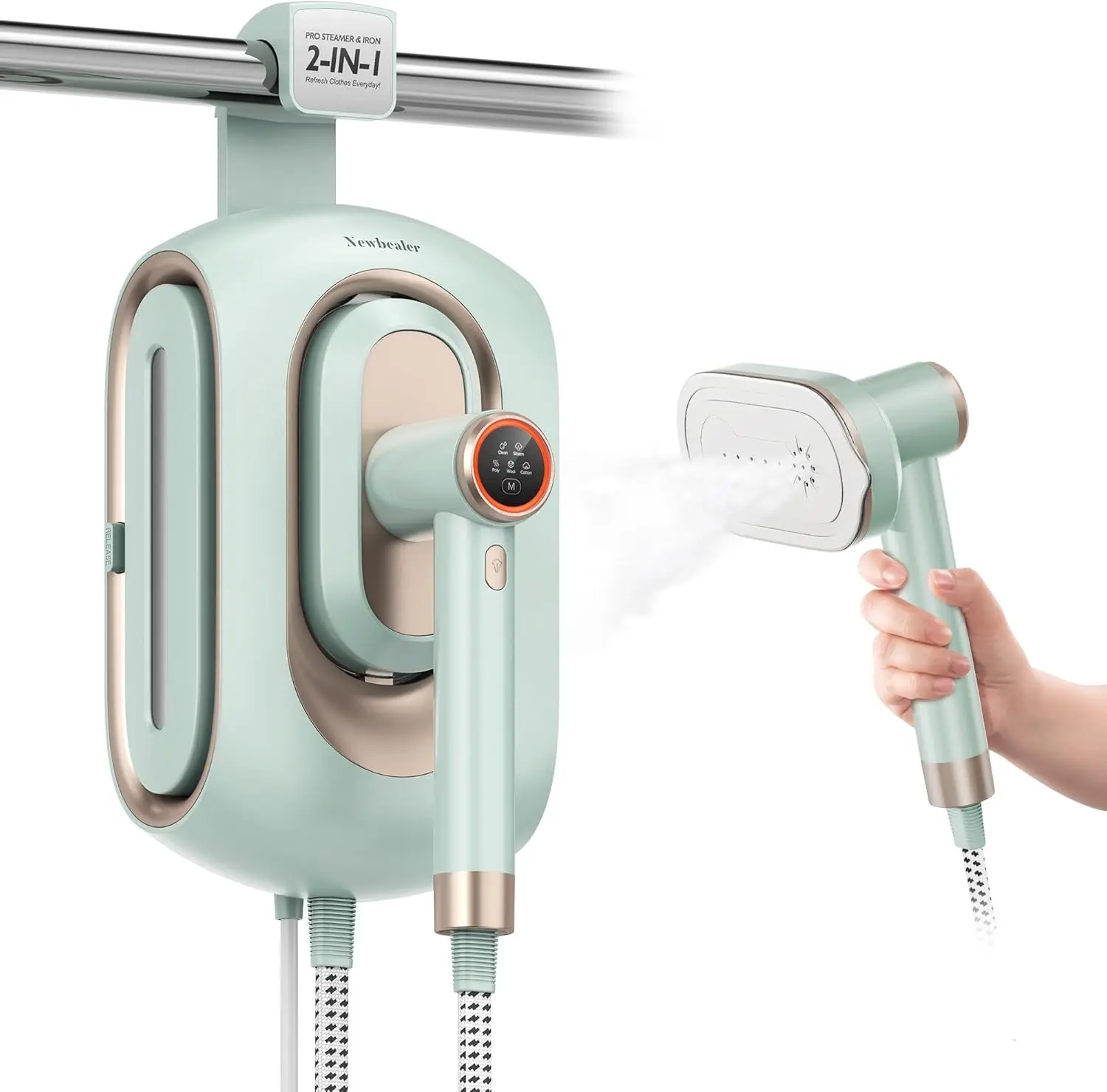 

New 2-in-1 Portable Electric Steam Iron Adjustable Temperature for Clothes Ceramic Soleplate
