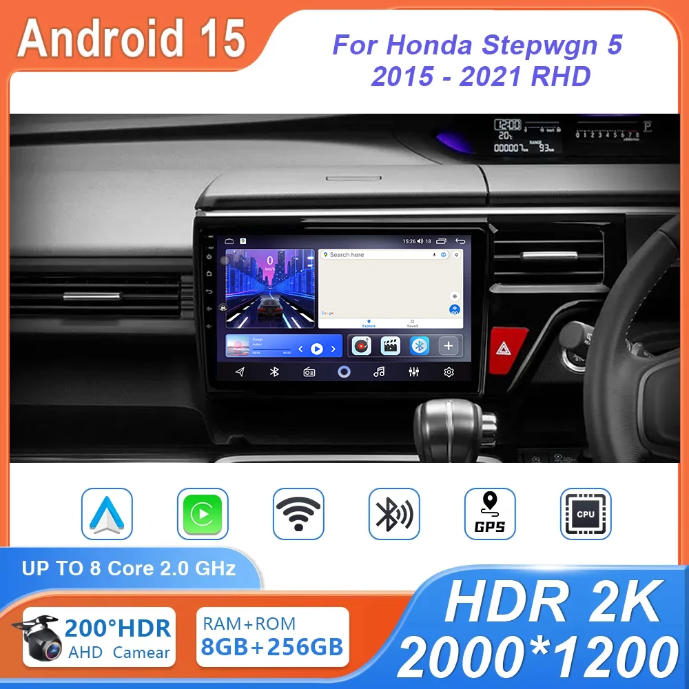 

Carplay For Honda Stepwgn 5 2015 - 2021 Right hand driver Car Radio Stereo Multimedia Player 5G GPS Navigation High-performance