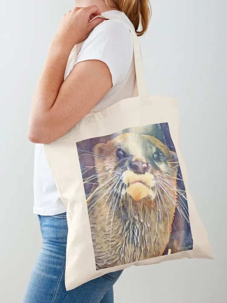 Asian Small-Clawed Otter Tote Bag eco bag folding Lady bags custom fabric bag Women's shopping