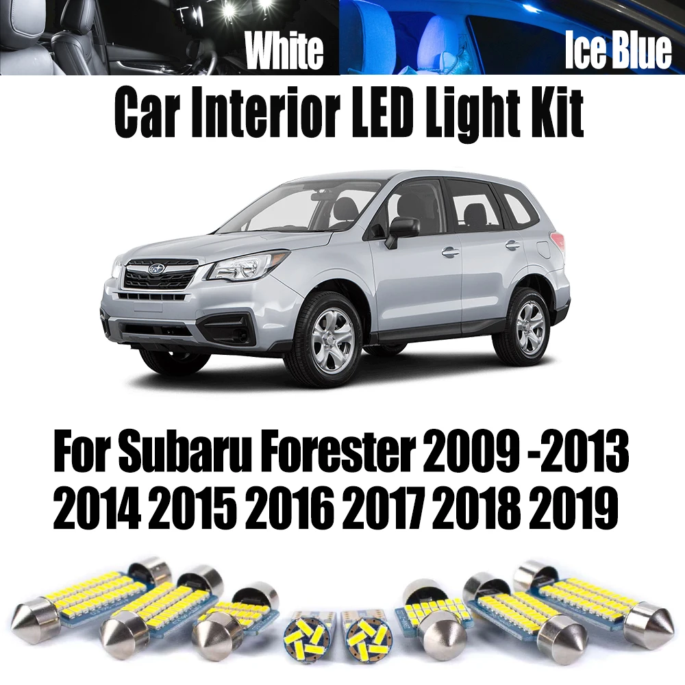 10Pcs For Subaru Forester 2009 2010-2017 2018 2019 LED Interior Map Dome Light Kit Car Reading Bulbs Canbus No Error Indoor Lamp
